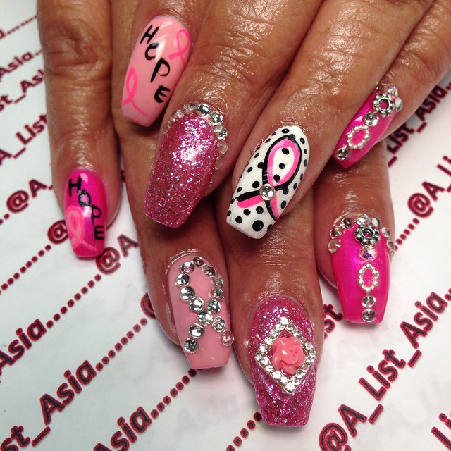 Nail Art, Nail Designs, Pink Nails, Breast Cancer Awareness Nails